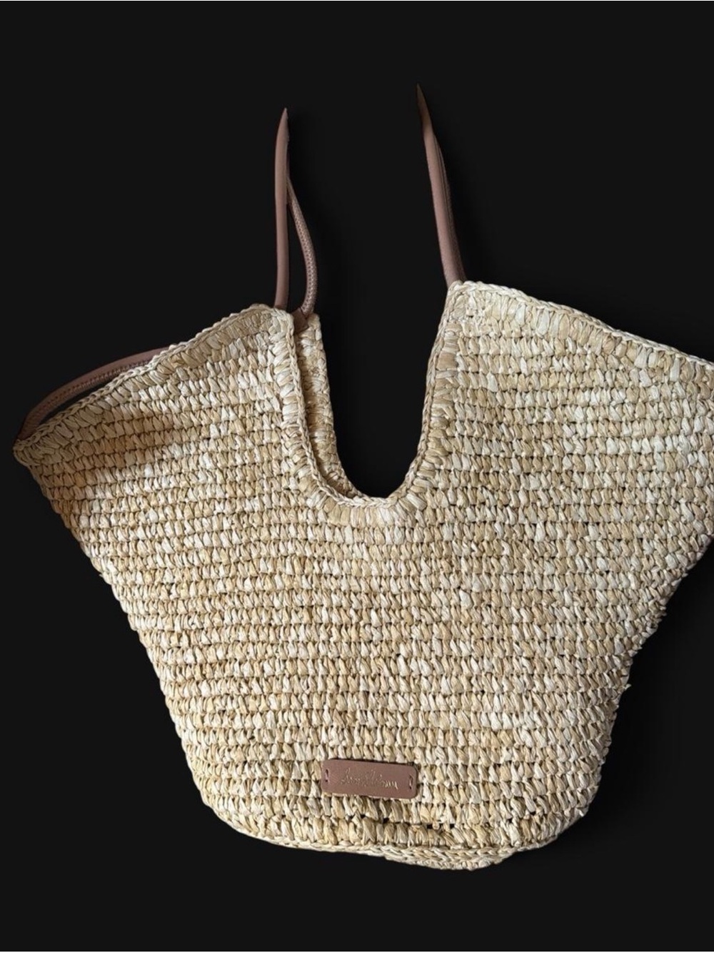 Sam Edelman Natural Straw Tote with Brown Handles